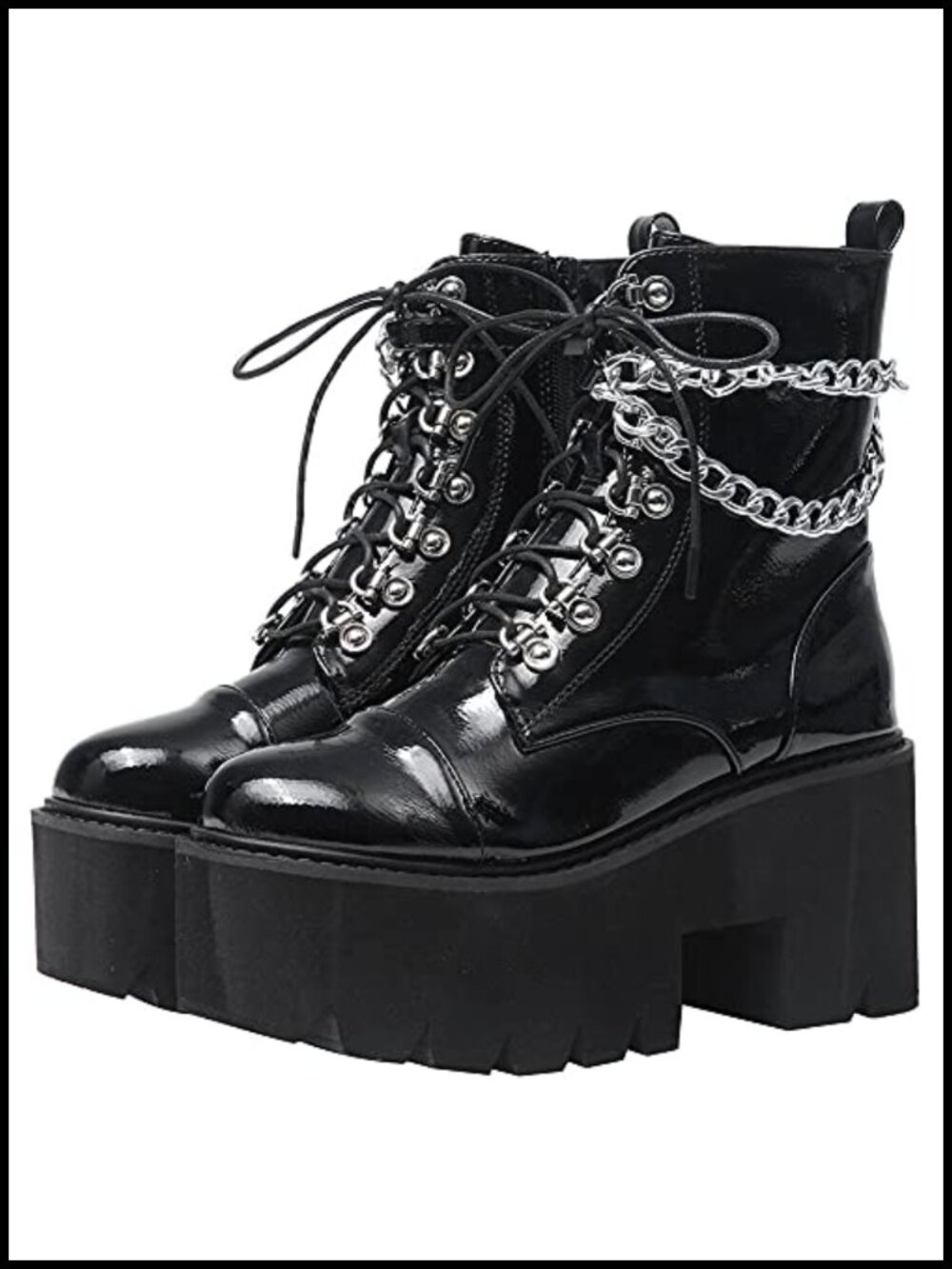 CYNLLIO Women's Platform Ankle Boots Studded Combat Booties 2.75 Inch Heel